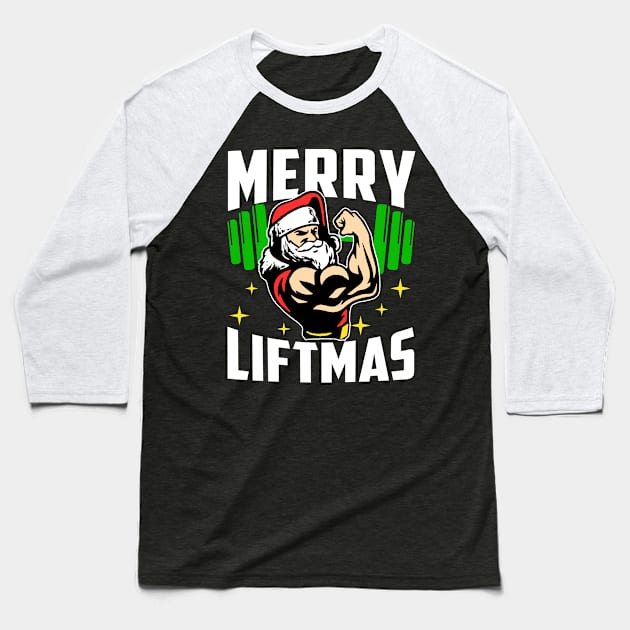 Merry Liftmas Funny Christmas Gym Workout Fitness Gift Baseball T-Shirt by artbooming